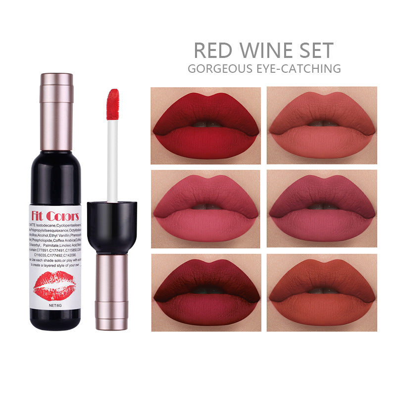 Fit Colors Red Wine Bottle Non-Stick Cup Matte Lip Gloss