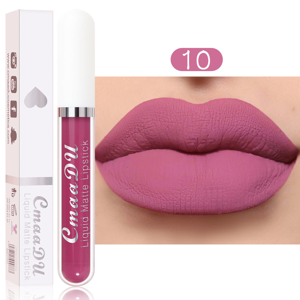CmaaDu 18 Color Lipstick Matte Non-Stick Cup Waterproof Long Lasting