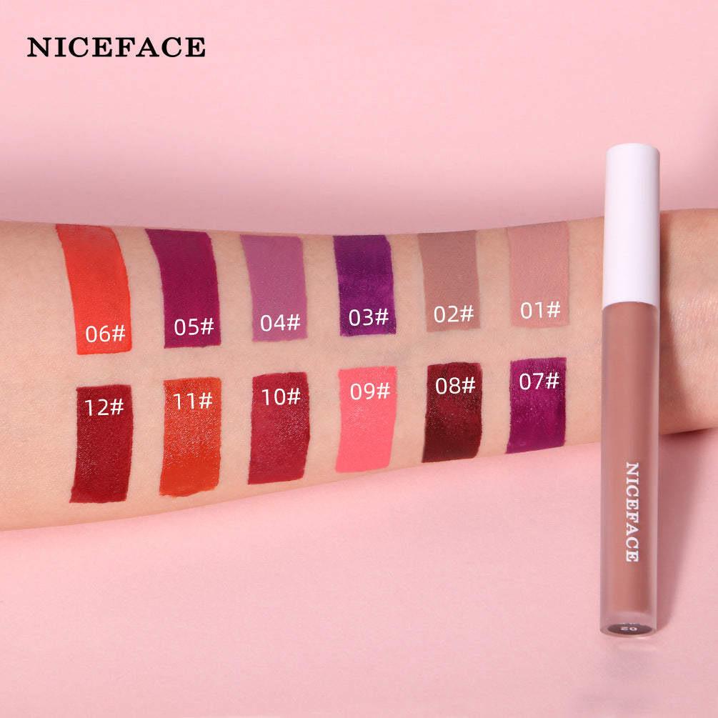 NICEFACE 12 Color Velvet Matte Lip Gloss Non-Stick