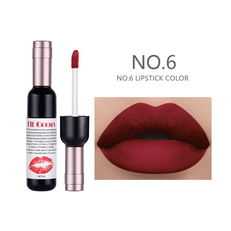 Fit Colors Red Wine Bottle Non-Stick Cup Matte Lip Gloss