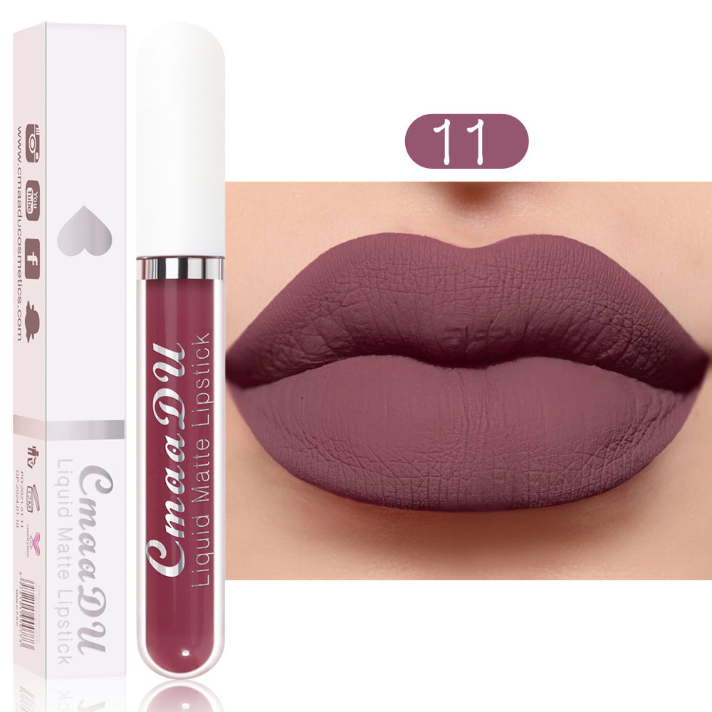 CmaaDu 18 Color Lipstick Matte Non-Stick Cup Waterproof Long Lasting