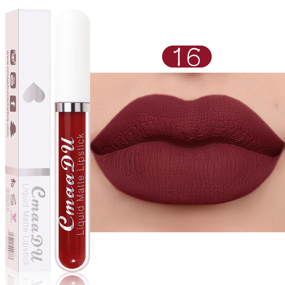CmaaDu 18 Color Lipstick Matte Non-Stick Cup Waterproof Long Lasting