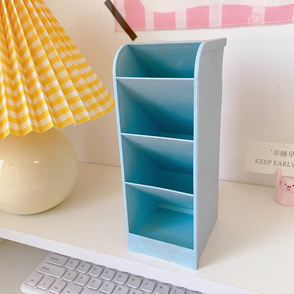 Korea Ins Girl Heart Desktop Storage Tube Simple Cartoon Four-Grid