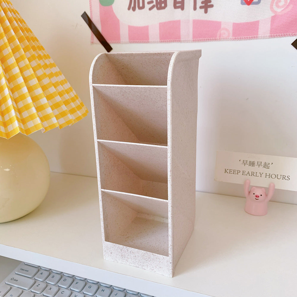 Korea Ins Girl Heart Desktop Storage Tube Simple Cartoon Four-Grid