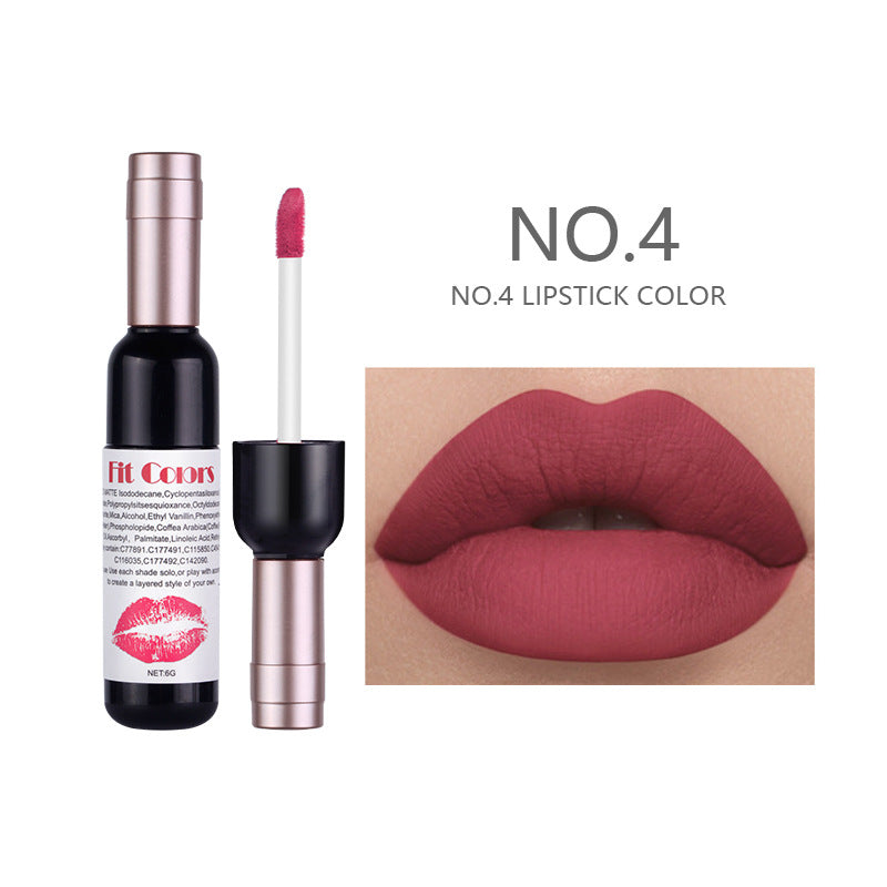 Fit Colors Red Wine Bottle Non-Stick Cup Matte Lip Gloss
