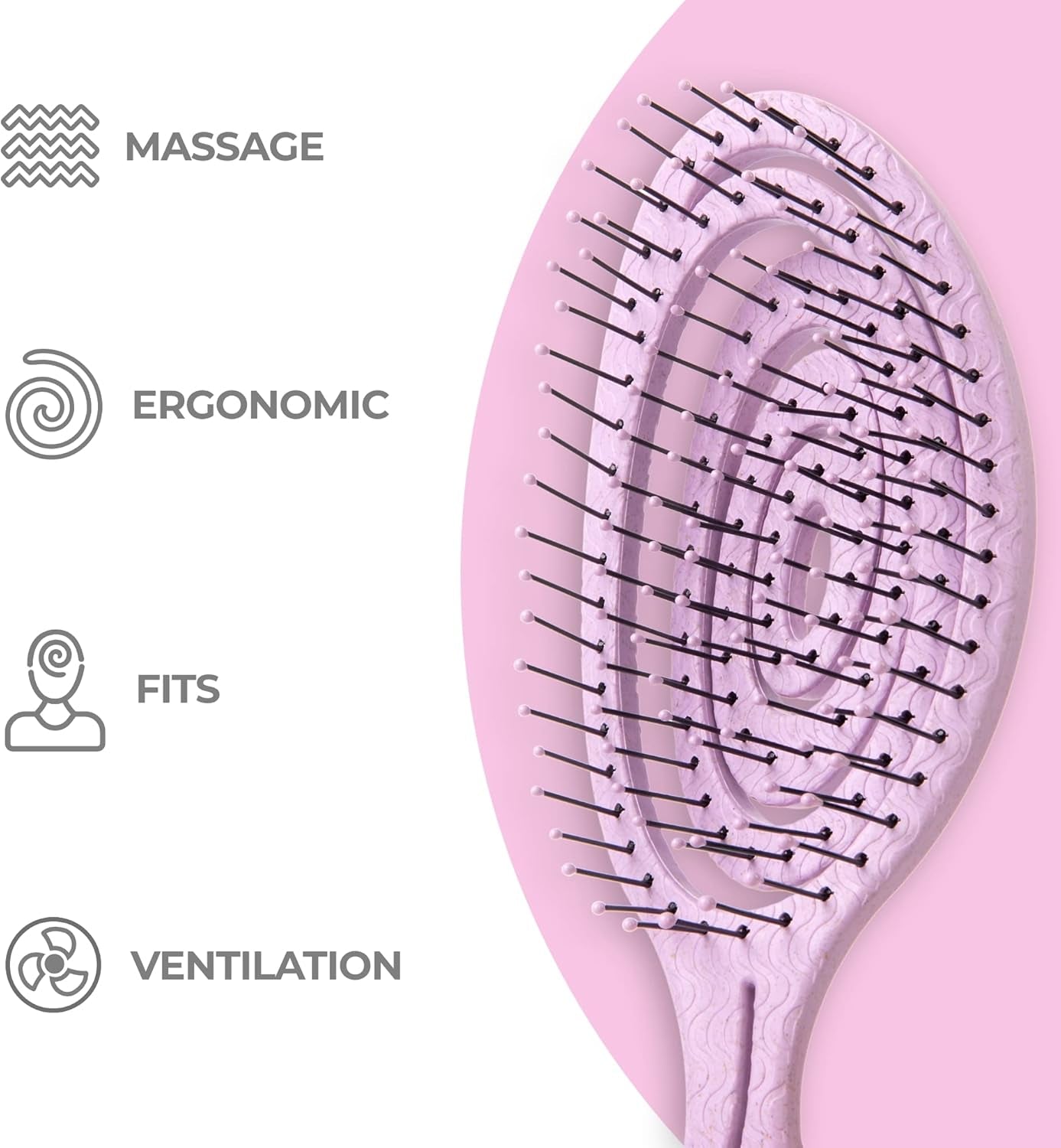 Detangling Hair Brush for Women & Men - Does Not Pull, Removes Tangles, Brushes for Straight, Curly & Wet Hair - Detangle Brush - Unique Spiral Hairbrush, Lilac