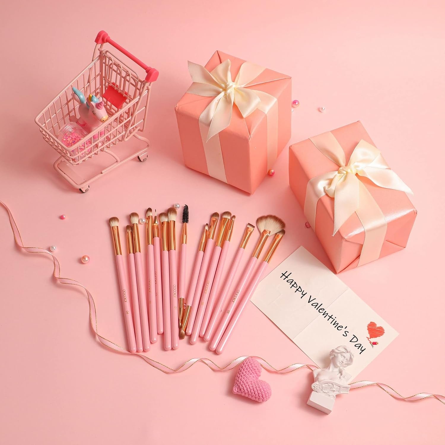 Eyeshadow Brushes  Eye Makeup Brushes 15Pieces Professional Eye Makeup Brush Set with Premium Wooden Handles for Eyeshadow, Concealer, Eyebrow, Eyelash and Eye Liners Neon (Pink, 15Pcs)