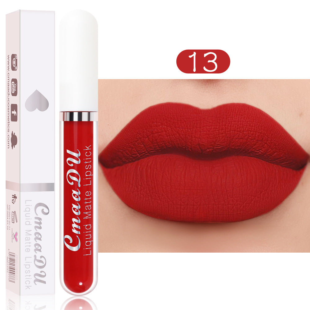CmaaDu 18 Color Lipstick Matte Non-Stick Cup Waterproof Long Lasting