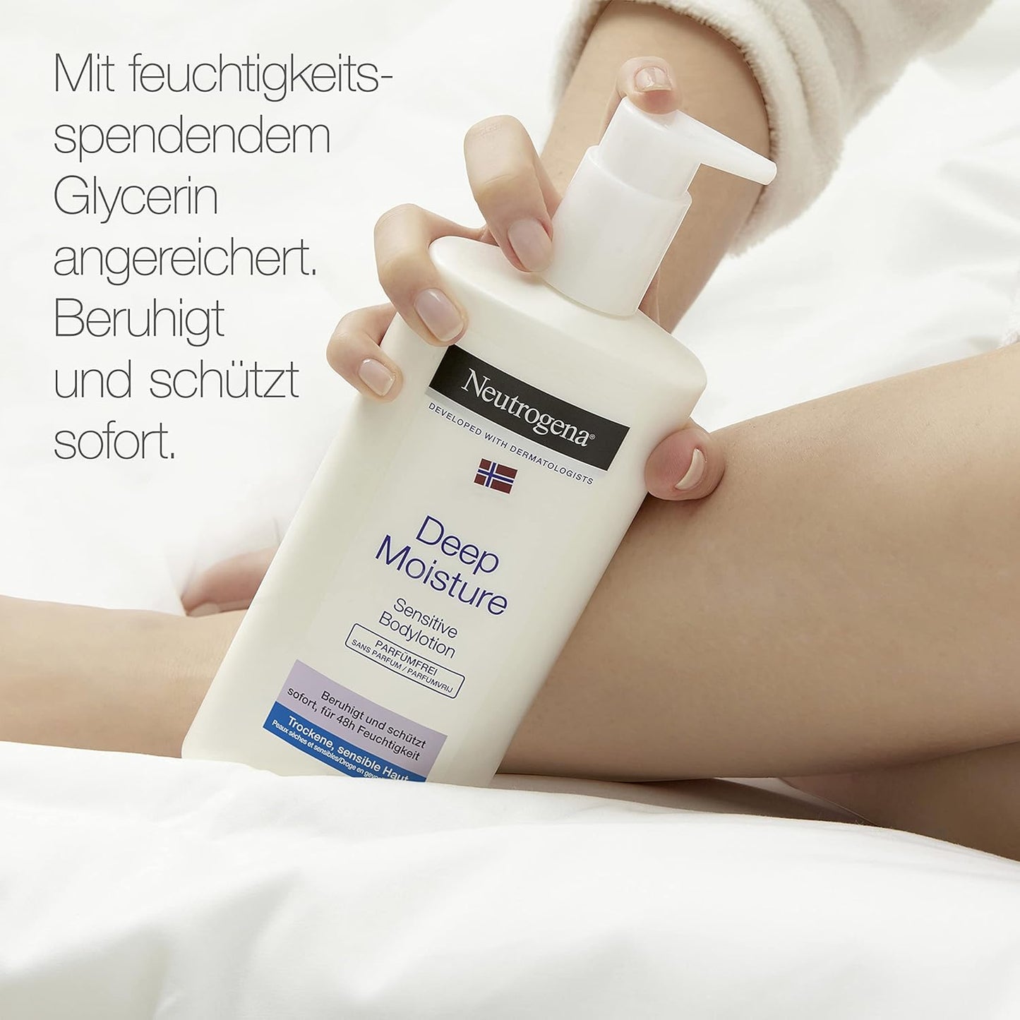 Norwegische Formel Bodylotion, Deep Moisture Sensitive, Parfümfrei, Für Sensible Trockene Haut, 400Ml