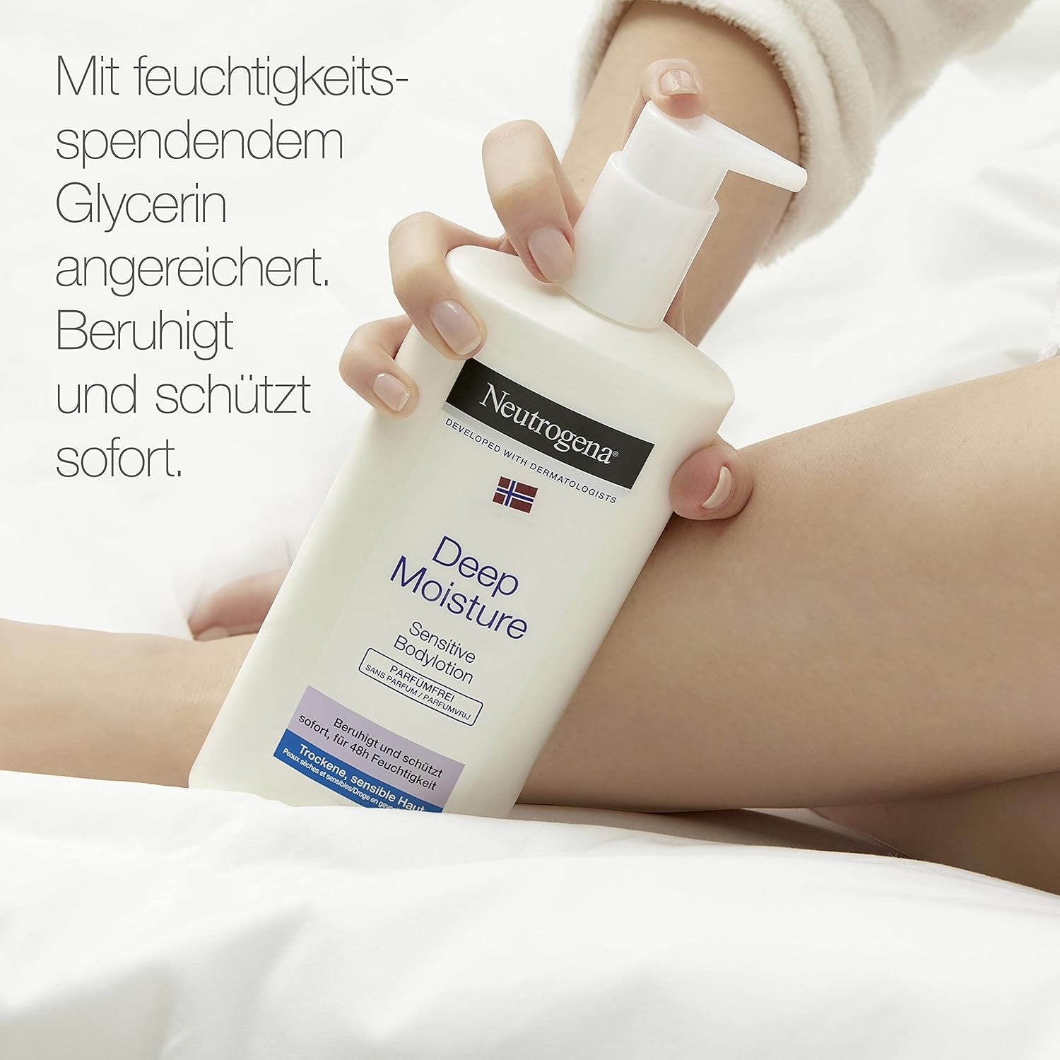 Norwegische Formel Bodylotion, Deep Moisture Sensitive, Parfümfrei, Für Sensible Trockene Haut, 400Ml