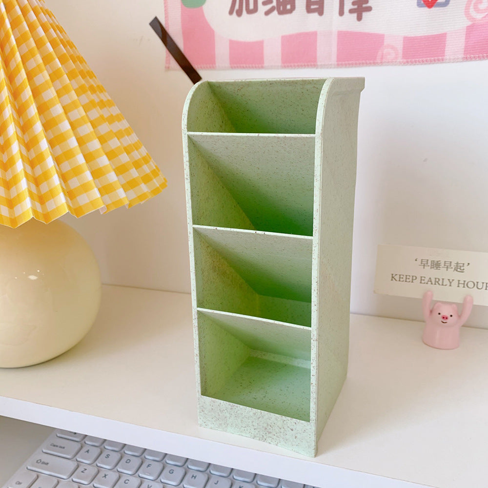 Korea Ins Girl Heart Desktop Storage Tube Simple Cartoon Four-Grid