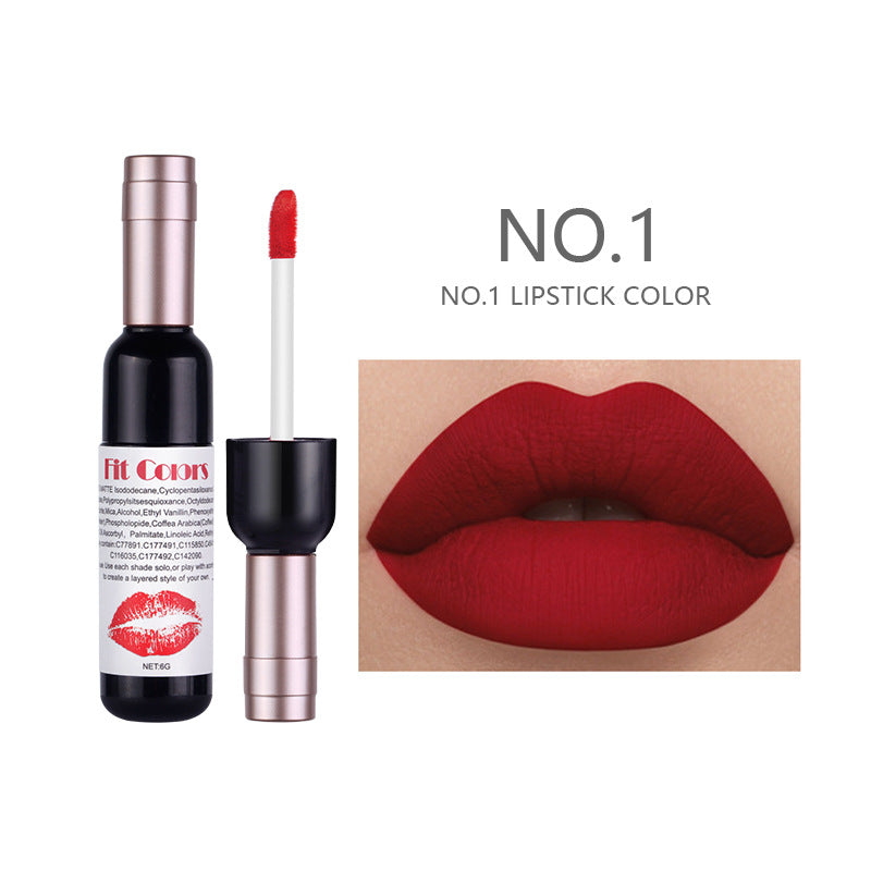 Fit Colors Red Wine Bottle Non-Stick Cup Matte Lip Gloss