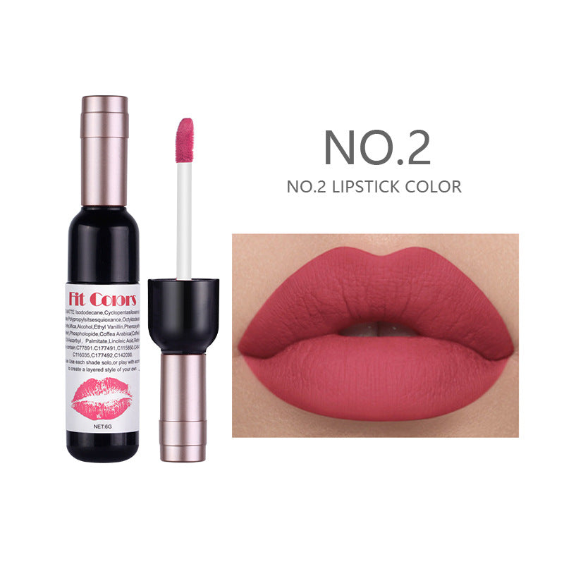 Fit Colors Red Wine Bottle Non-Stick Cup Matte Lip Gloss