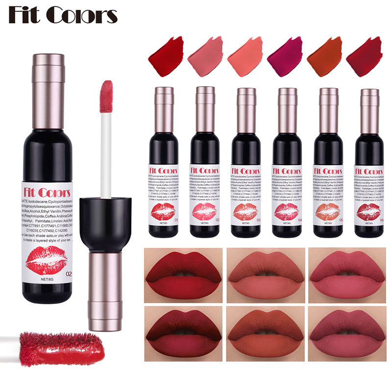Fit Colors Red Wine Bottle Non-Stick Cup Matte Lip Gloss