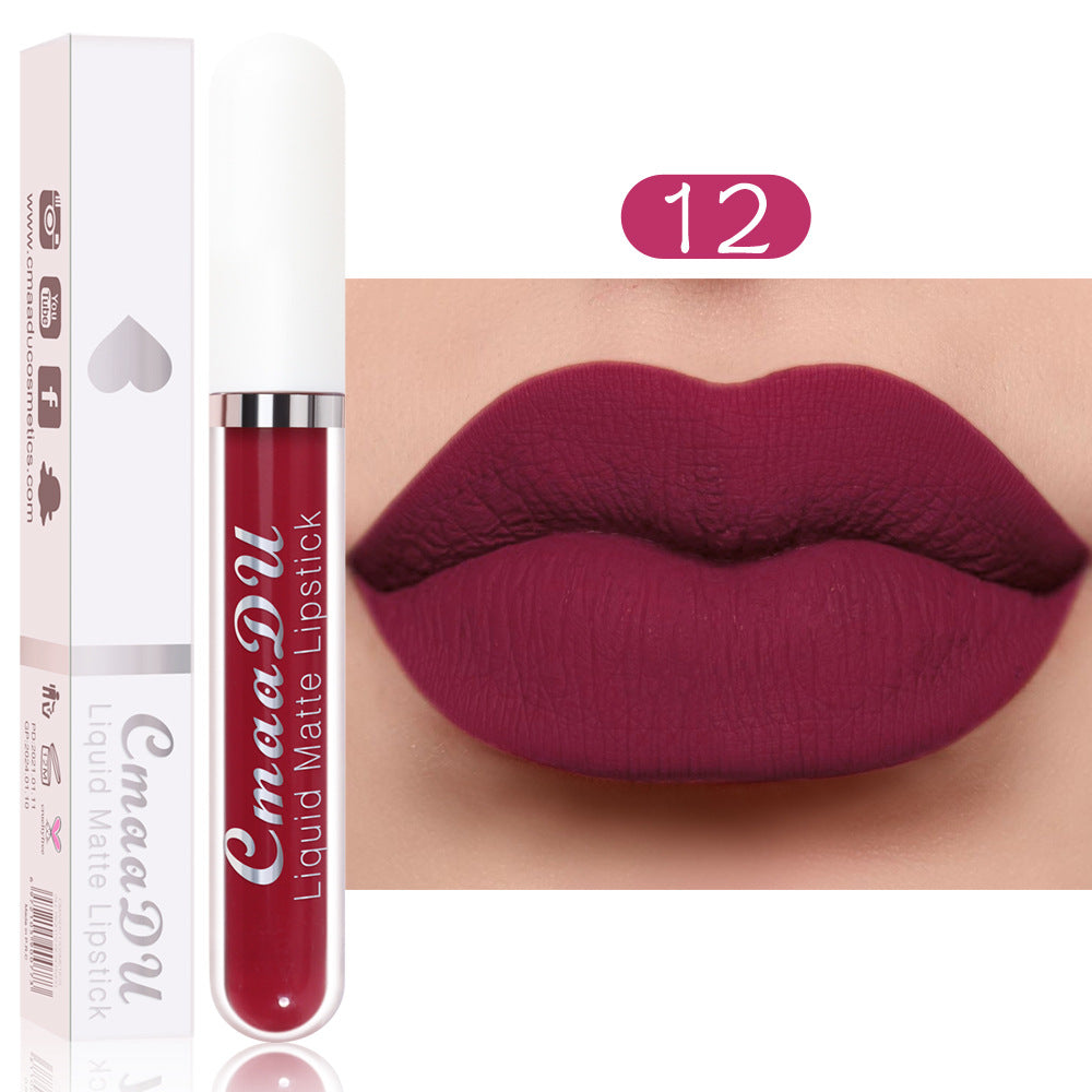 CmaaDu 18 Color Lipstick Matte Non-Stick Cup Waterproof Long Lasting