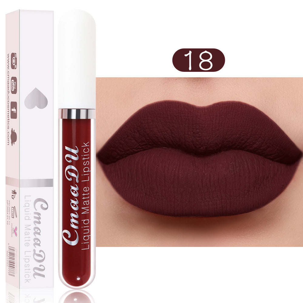 CmaaDu 18 Color Lipstick Matte Non-Stick Cup Waterproof Long Lasting