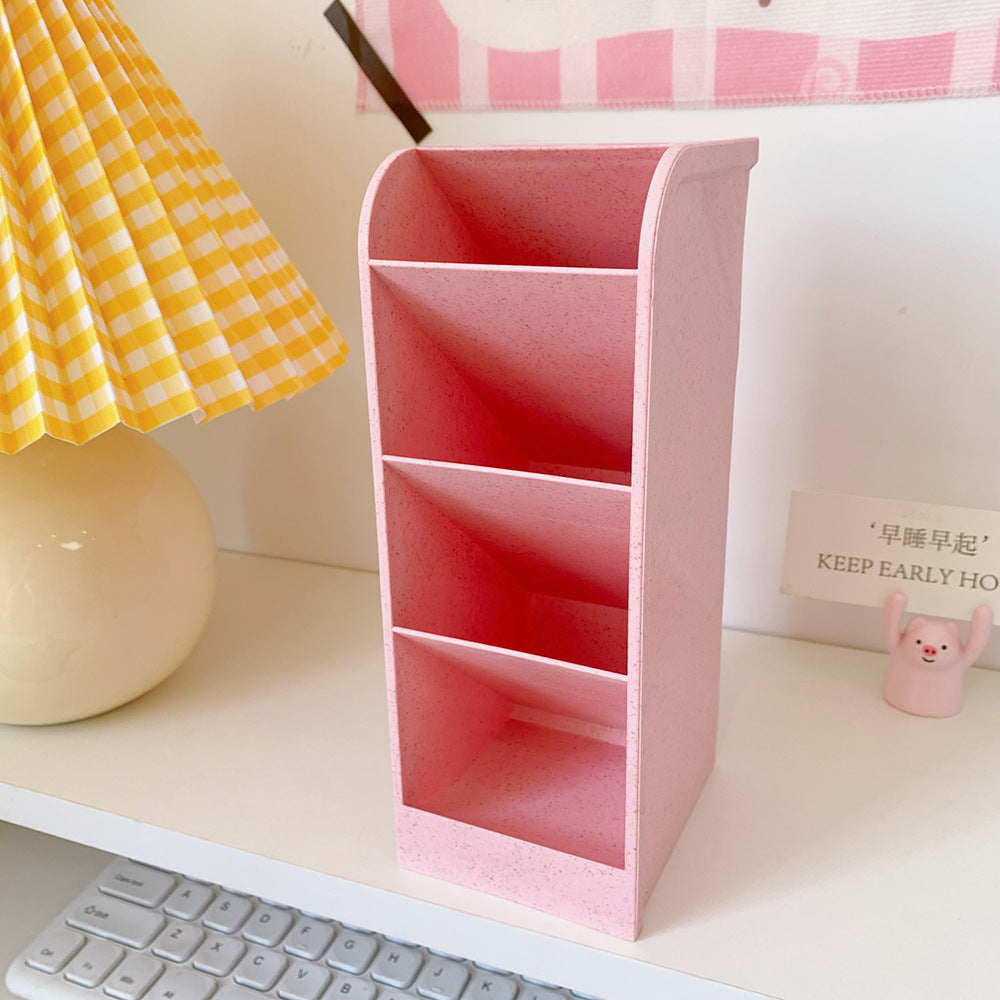 Korea Ins Girl Heart Desktop Storage Tube Simple Cartoon Four-Grid
