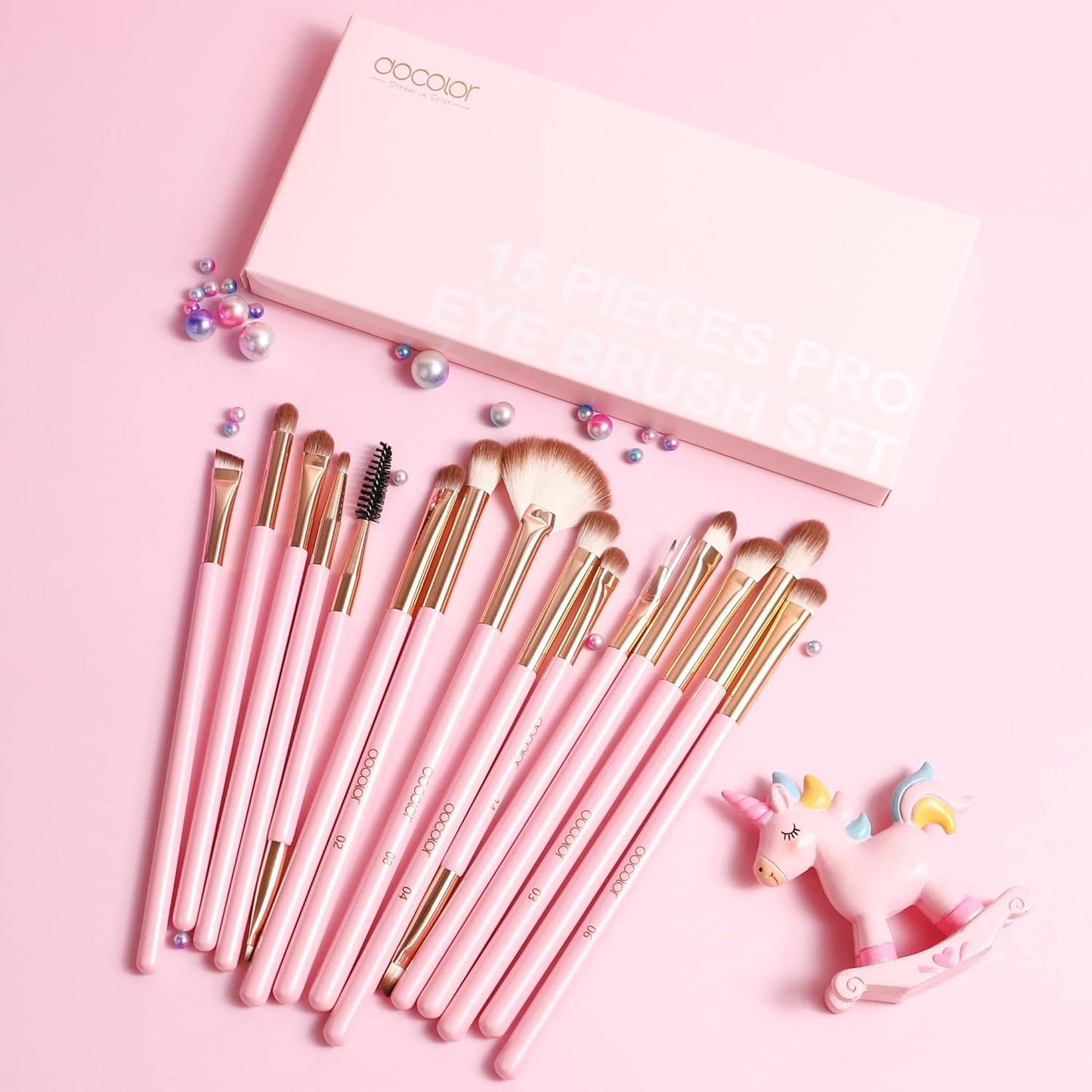 Eyeshadow Brushes  Eye Makeup Brushes 15Pieces Professional Eye Makeup Brush Set with Premium Wooden Handles for Eyeshadow, Concealer, Eyebrow, Eyelash and Eye Liners Neon (Pink, 15Pcs)