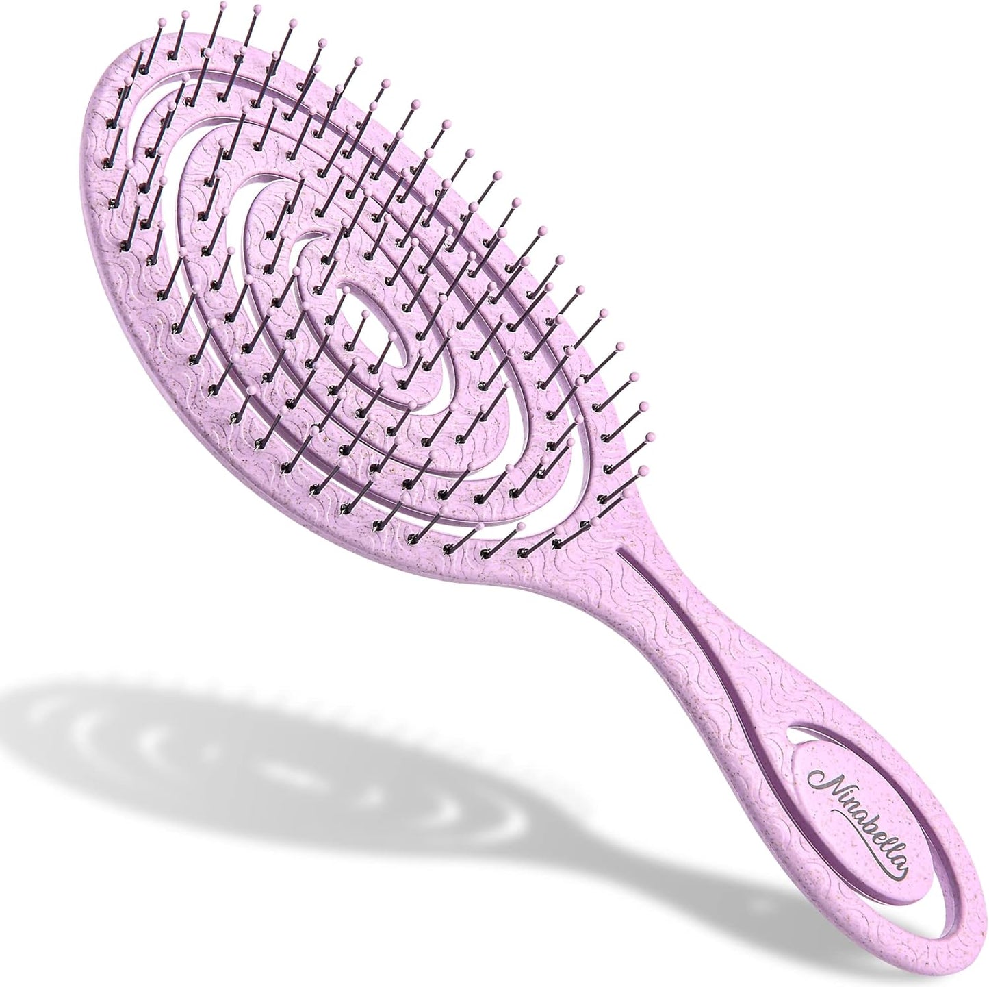 Detangling Hair Brush for Women & Men - Does Not Pull, Removes Tangles, Brushes for Straight, Curly & Wet Hair - Detangle Brush - Unique Spiral Hairbrush, Lilac